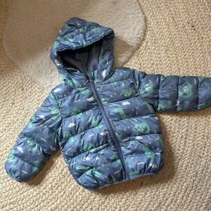 Jacket Dino light blue hooded puffer coat 3T pastel
